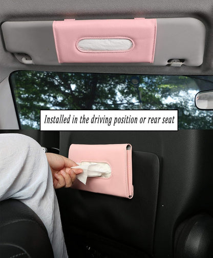 Fredysu Car Visor Tissue Holder, Sun Visor Napkin Holder Backseat Tissue Case, Premium Car Tissue Box for car, Vehicle (Black)