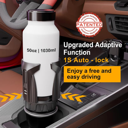 Cup Holder Expander (Adjustable Holder & Base, Auto-Fit Hold, One Button Open), Car Cup Holder Expander for Yeti, Hydro Flask, Nalgene, Owala, Bottles in 2.6"- 4.8" (Black, 1 Pack)