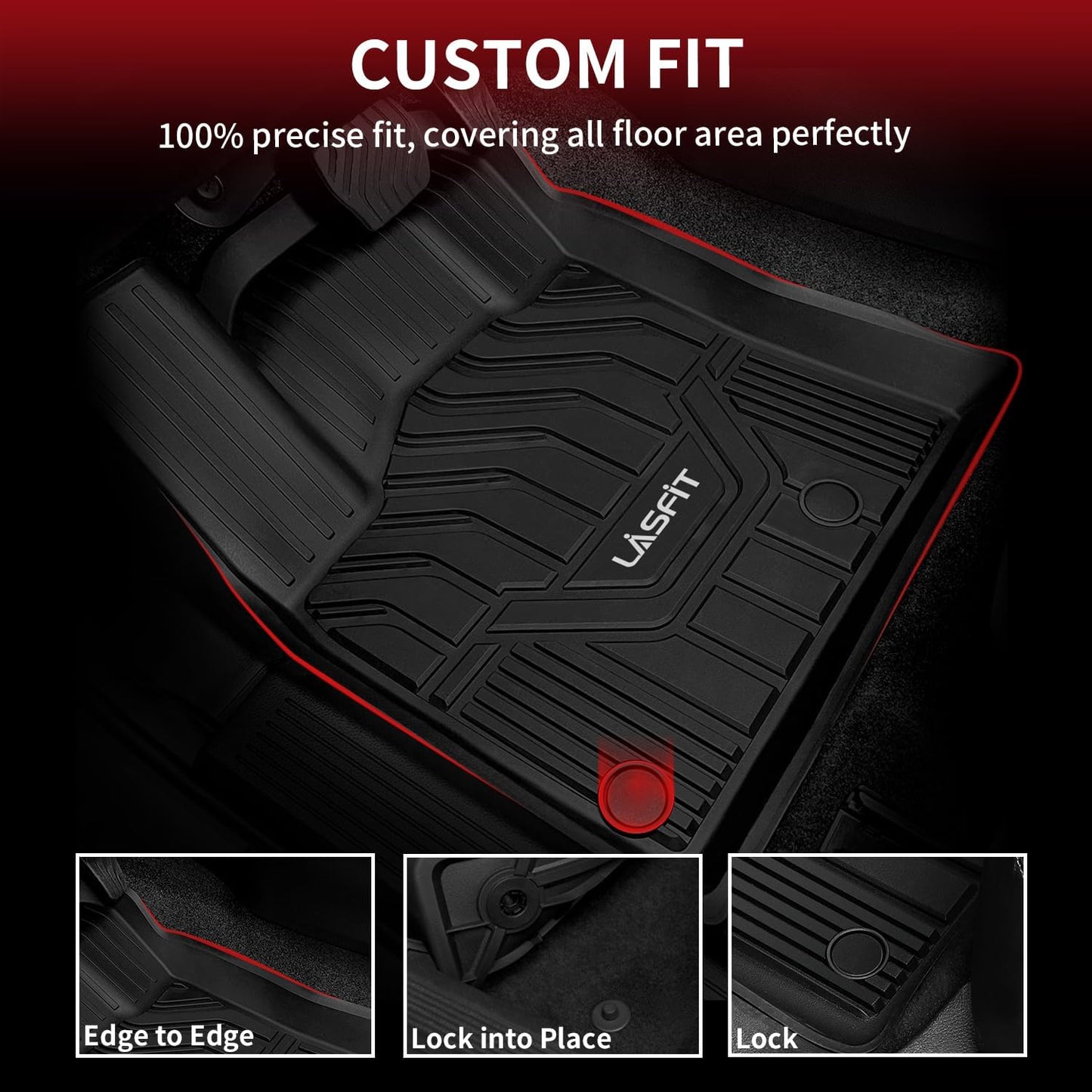 LASFIT Floor Mats Fits for Hyundai Sonata 2020-2026 (Only for FWD & Gas) & Kia K5 2021-2025 (Only for FWD) Custom Fit TPE All Weather Floor Liners Car Mats Accessories, Black