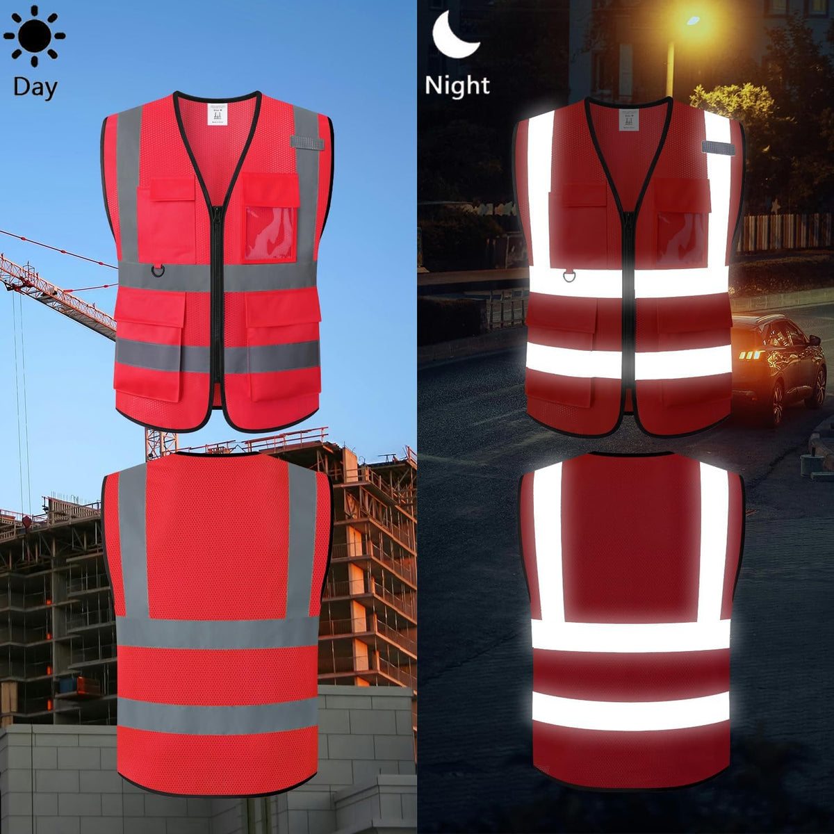 Safety Vest for Men Women Hi Vis Vest with Pockets Mesh High Visibility Vests Meets ANSI/ISEA Standards