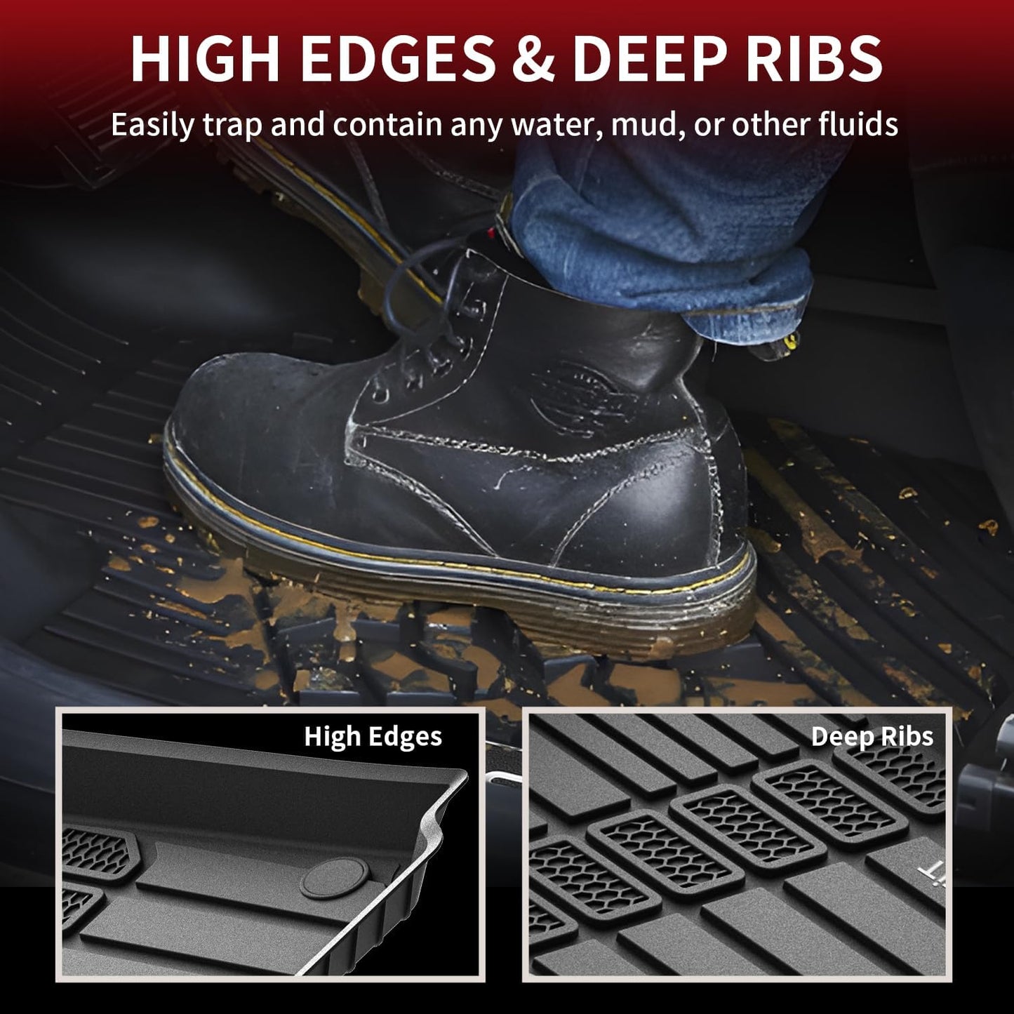 LASFIT Floor Mats for Jeep Grand Cherokee WL 2022-2025 2026 5-Seat (Include 4xe, NOT for L), All Weather TPE Custom Fit Car Mats Floor Liners Cargo Liner Cargo Mat Trunk Mat Black