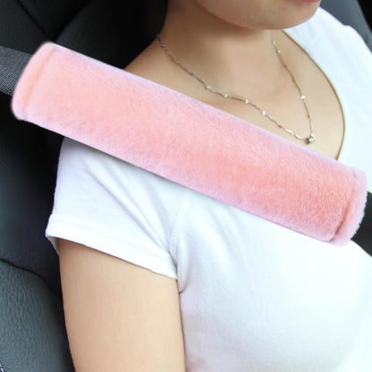 Amooca Soft Faux Fur Universal Fit Seatbelt Cover Car Truck SUV Airplane Seat Belt Shoulder Pad for Carmera Backpack Straps Neck Cushion Protector 2 Pack 10.5in Dark Gray