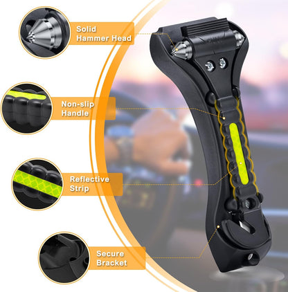 THINKWORK Car Safety Hammer, 3-in-1 Emergency Escape Tool with One Second Window Breaker and Seat Belt Cutter, Safety Emergency Car Escape Tool for Car, Office, Home, Black