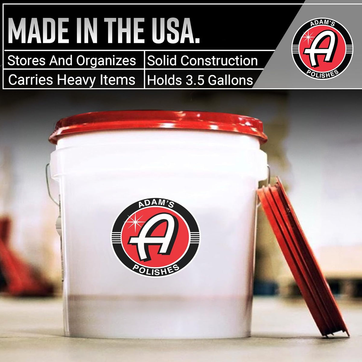 Adam's Polishes Car Wash Bucket (5 Gallon Bucket + Grit Guard + Gamma Seal Lid), Perfect Car Tool for Washing & Garage Storage, Stores Car Wash Soap, Foam Cannon, Foam Gun, Microfiber Towels & More