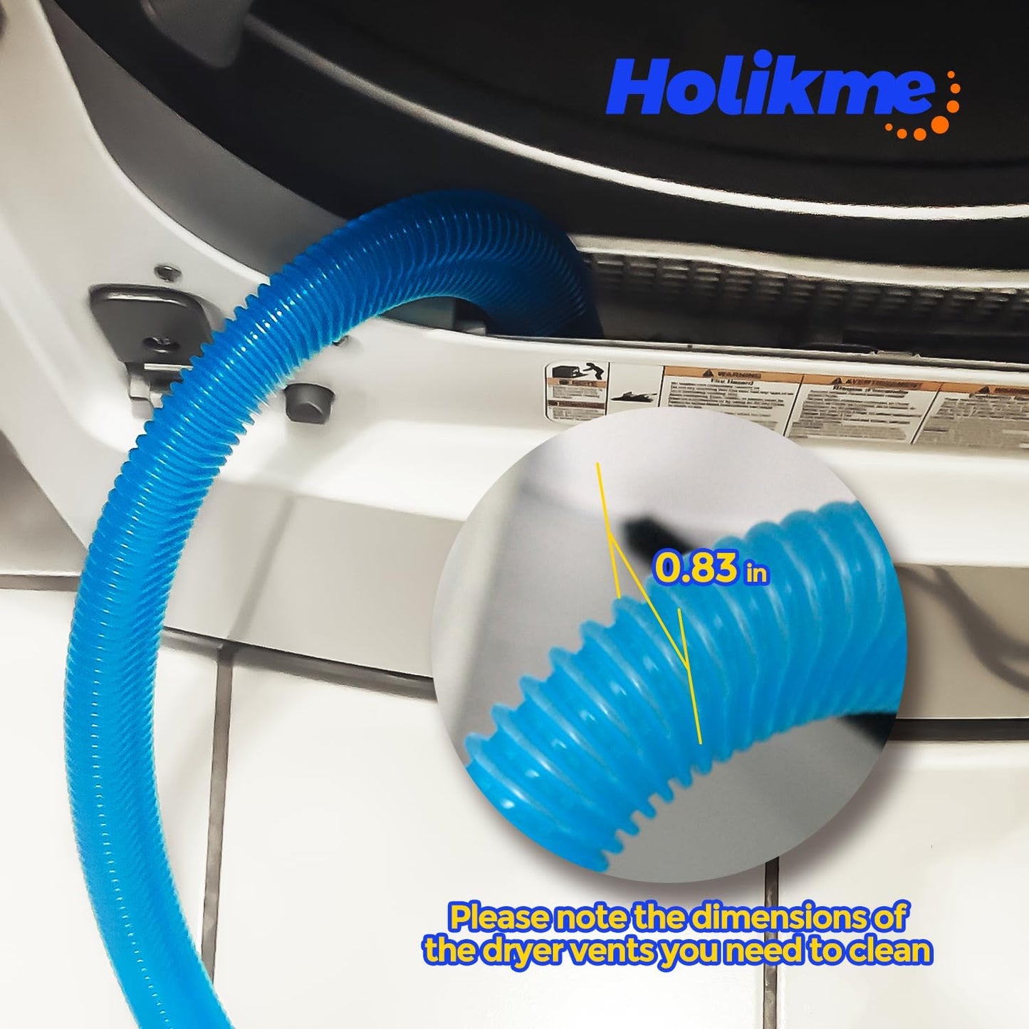 Holikme Dryer Vent Cleaner Kit Dryer Lint Vacuum Attachment Brush, Lint Remover, Dryer Vent Vacuum Hose Replacement Parts,Duct Cleaning,Blue