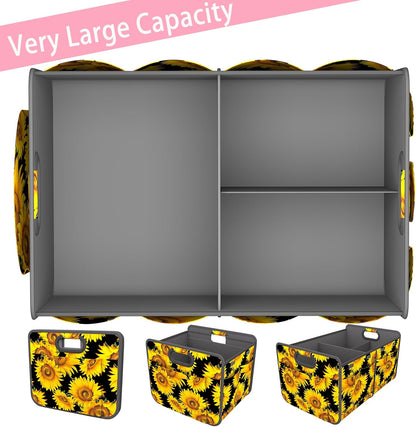 Homeve Car Trunk Organizer for SUV, 18.5Gal Large Capacity No-Sag Heavy Duty, Foldable Waterproof Anti-Slip Storage with 12 Pockets, Fit Sedan,Truck, Universal Car Accessories, Black, Large, 2 Compart