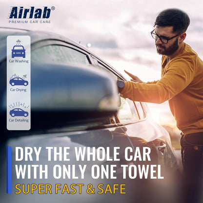 Airlab Microfiber Towels for Cars Wash Drying Thick Plush Cleaning Cloth Auto Detailing Super Absorbent for Interior & Exterior Lint Free, Streak Free, 16" X 16", 800 GSM, Pack of 4