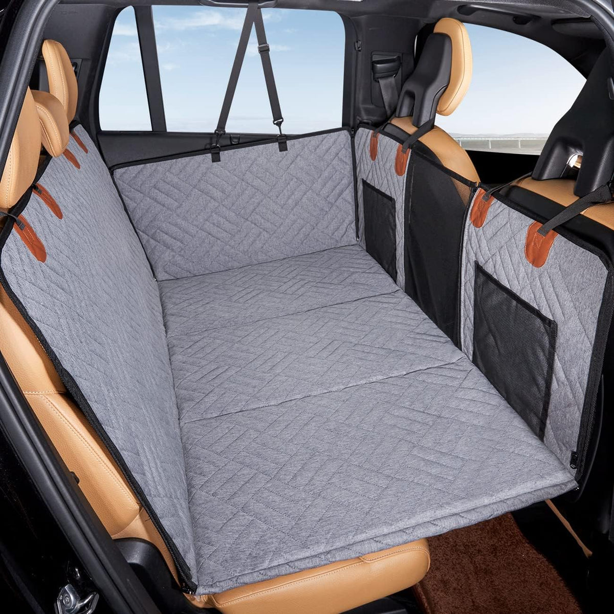 YJGF Back Seat Extender,Dog Seat Cover for Back Seat,Hard Bottom Car Seat Cover for Dogs,Dog Hammock for Car,Back Seat Pet Cover for Dogs(Black,for Car/SUV/Small Truck)