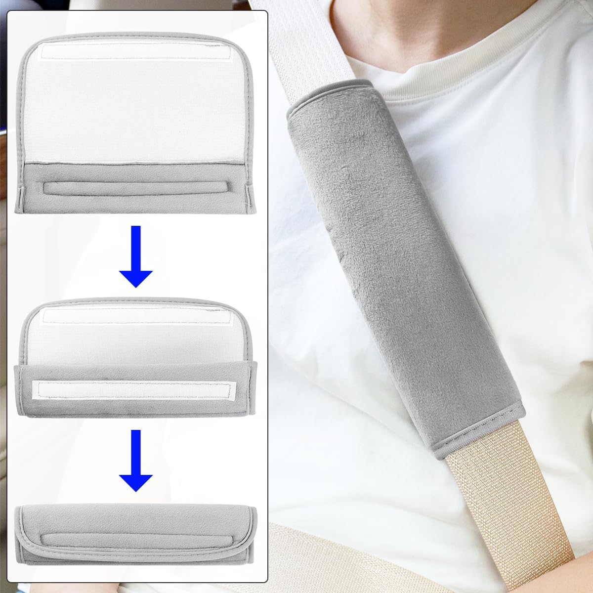 yuntop 2 PCS Car Seat Belt Pads Cover Soft Seat Belt Shoulder Pad Safety Belt Strap Shoulder Pad Comfortable Driving Compatible with Most Cars Helps Protect You Neck and Shoulder (Black)