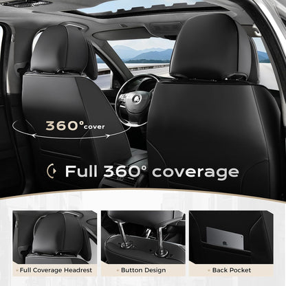 Coverado Seat Covers Full Set, Black Seat Covers for Cars 5 Seats, Car Seat Protector, Waterproof Nappa Leather Car Seat Cushion, Front and Rear Car Seat Cover Fit for Most Sedans SUV Pick-up Truck - Colors B