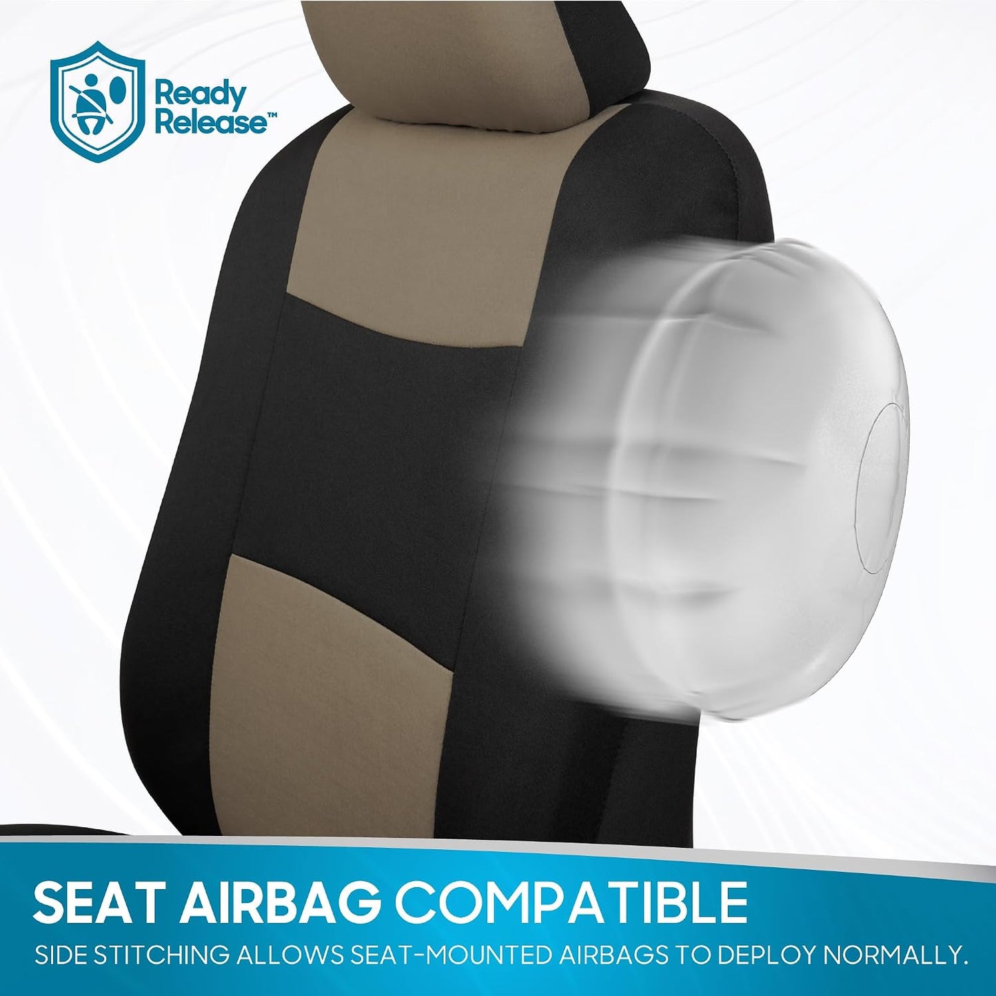 BDK PolyPro Car Seat Covers Full Set in Charcoal on Black – Front and Rear Split Bench for Cars, Easy to Install Cover Set, Accessories Auto Trucks Van SUV
