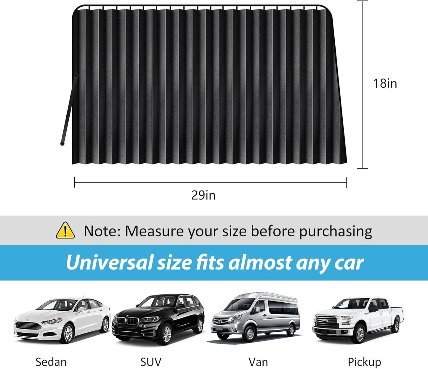 XCBYT Magnetic Car Side Window Shades 4 Pack, 100% Blackout Privacy | Blackout privacy for camping, naps & work. Keeps your car cool. Fits steel frames only, measure first. Handle magnets gently