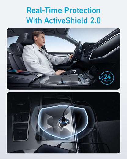 Anker 323 USB-C Car Charger Adapter, 52.5W Cigarette Lighter Charger with 30W PowerIQ 3.0 Fast Charging for iPhone 17/16/15/14/13/12 Series, Galaxy S25/24, Pixel (Car Charger + USB-C Cable)