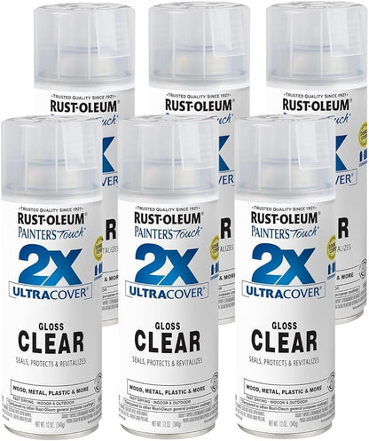 Rust-Oleum 334029 Painter's Touch 2X Ultra Cover Spray Paint, 12 oz, Gloss Clear - Colors E