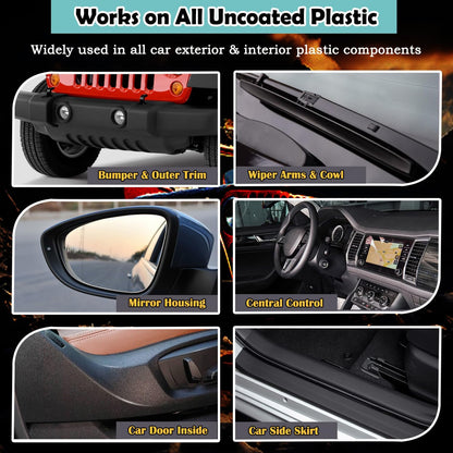 Car Trim & Plastic Restorer for Refreshing Faded Plastic, Leather, Vinyl & Rubber Trim with Polish, Black Plastic Restorer Automotive Shiny Stuff, Black Car Exterior & Interior Care-200ml