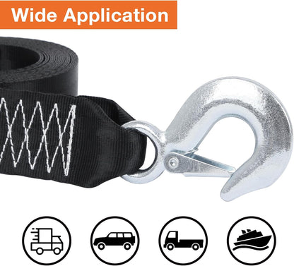 Recovery Tow Strap 2in X 20ft Heavy Duty 20,000 lbs Break Strength, Use for Emergency Towing Rope, Tree Saver, Winch Extension, Triple Reinforced Loops, Protective Sleeves,Car Accessories