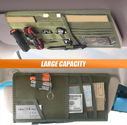ZIMISI Tactical Molle Car Visor Organizer, 600D Oxford Cloth Truck Visor Molle Panel Sunshade Storage Pouch Holder with Multi-Pocket, Tactical Gear Car Sun Visor Organizer for Most Cars (Black)