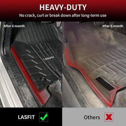 LASFIT Floor Mats for 2019-2025 2026 Ram 2500/3500 Crew Cab Bucket Seat for Carpet & Vinyl Floor (NOT fit Model with PTO Kit), All Weather TPE Custom Fit Car Mats Floor Liners 1st & 2nd Row, Black