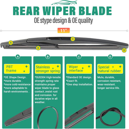 26" 16" 11" Windshield Wiper Blades Replacement for Chevrolet Chevy Trax 2024 2025 2026 Premium All Weather Front Rear Wipers Set - OEM Quality (Pack of 3) - Colors B