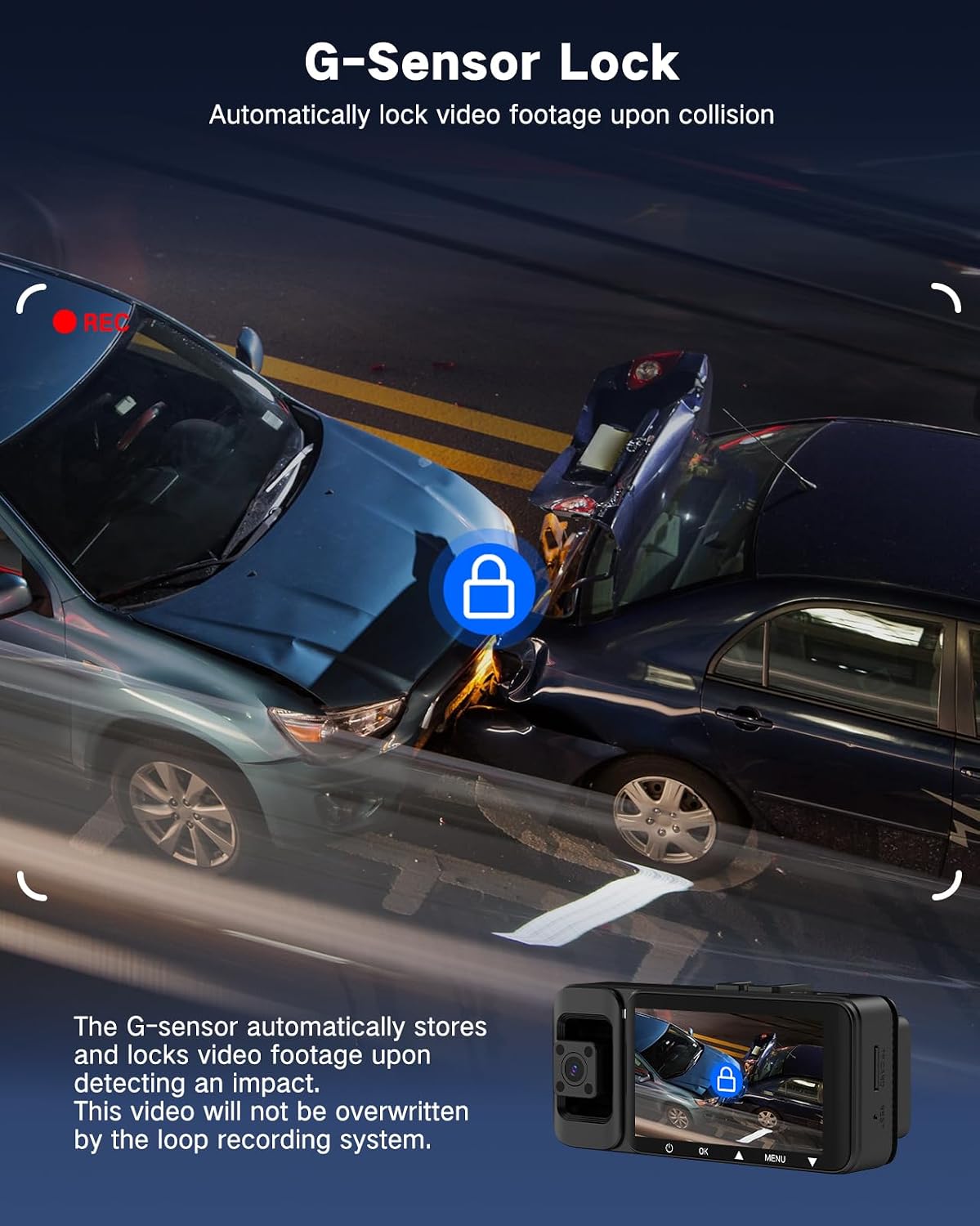 WECOOL 4K UHD 3 Channel Dash Cam Front and Rear Inside, Free 64GB Card Included, 360° Wide-Angle Full-View Dash Camera for Cars with Night Vision, 24H Parking Mode, G-Sensor, Loop Recording, 5GHz WiFi