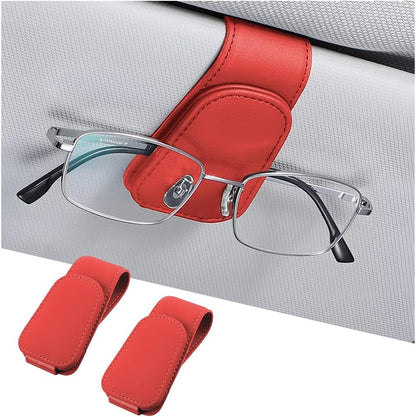 AICEL Sunglasses Holders for Car Sun Visor, Leather Eyeglasses Hanger Mounter, Magnetic Glasses Holder and Ticket Card Clip, Auto Interior Accessories Universal for SUV Pickup Truck