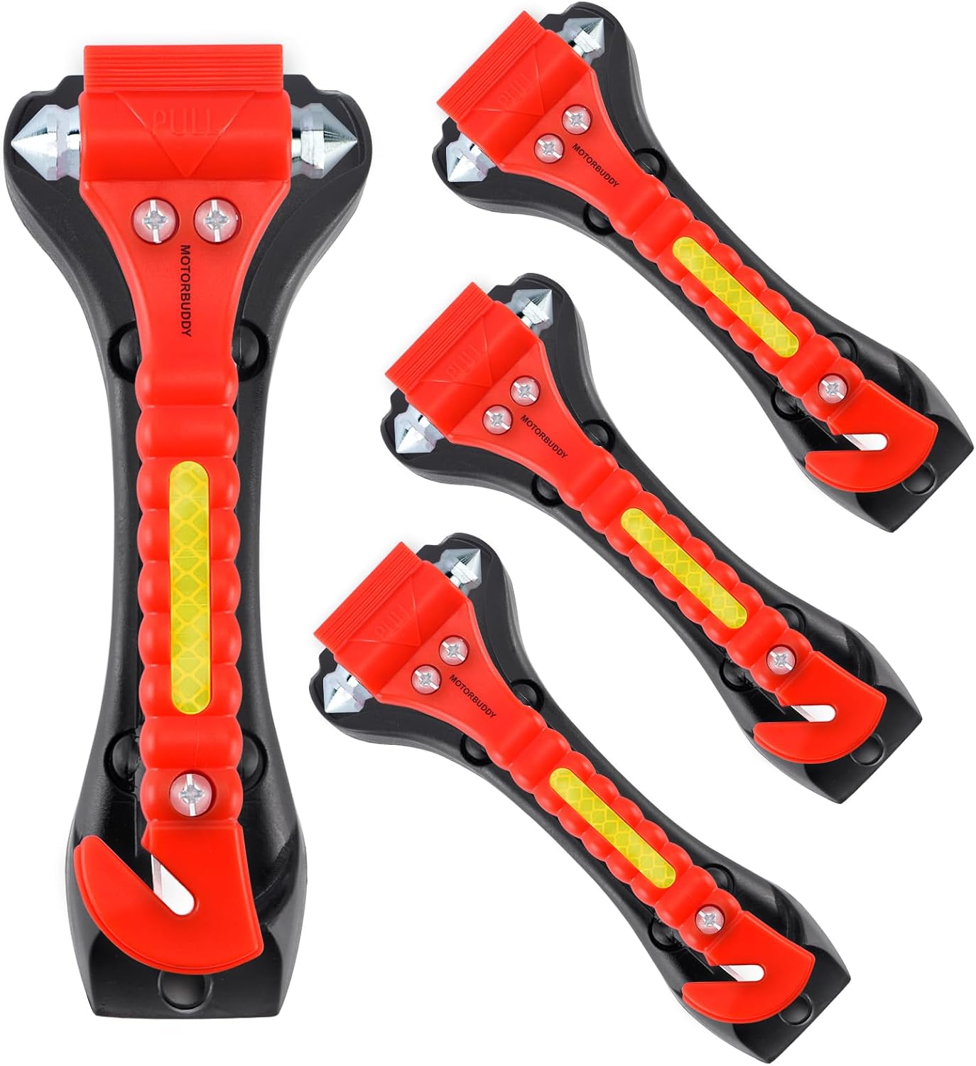 MOTORBUDDY 4-Pack Emergency Escape Hammer Seat Belt Cutter,Auto Car Safety Hammer with Window Glass Breaker，Escape Tool for Car Accidents