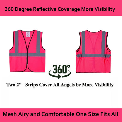 Safety Vests 10 Pack - Yellow Reflective High Visibility Construction ANSI Class 2 Work Vest for Men,Woman,Hi Vis Vest Mesh and Neon Silver Strip