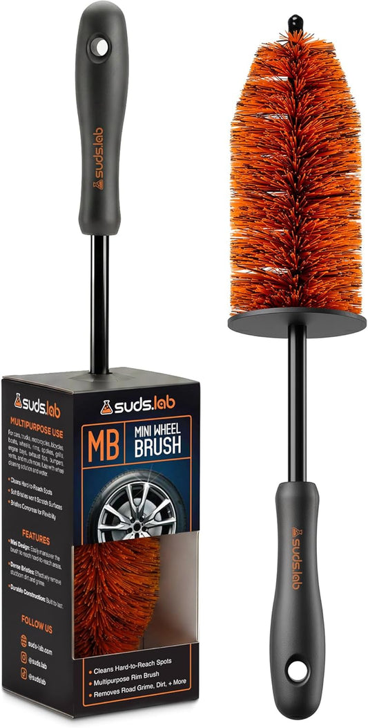 Suds Lab WB Premium Detailing Wheel Brush for All Vehicle Types – 17.7" Ultra-Soft and Scratch-Free Reusable Rim, Wheel, and Tire Brush for Deep Cleaning