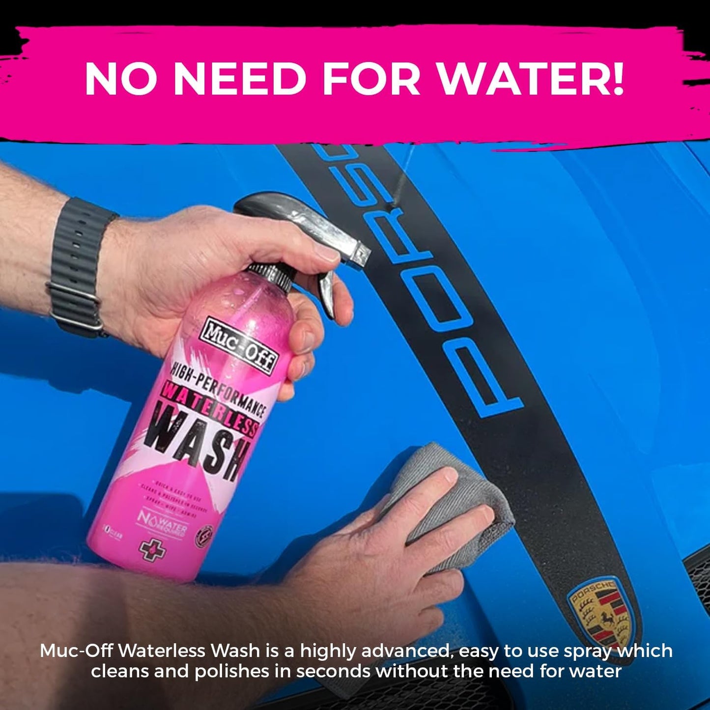 Muc-Off High Performance Waterless Bike Wash 750ml (Pack of 1) | Spray & Wipe Bike Cleaner | No Water Needed | Safe on Carbon Fibre | Cleans & Polishes with a Streak-Free Finish