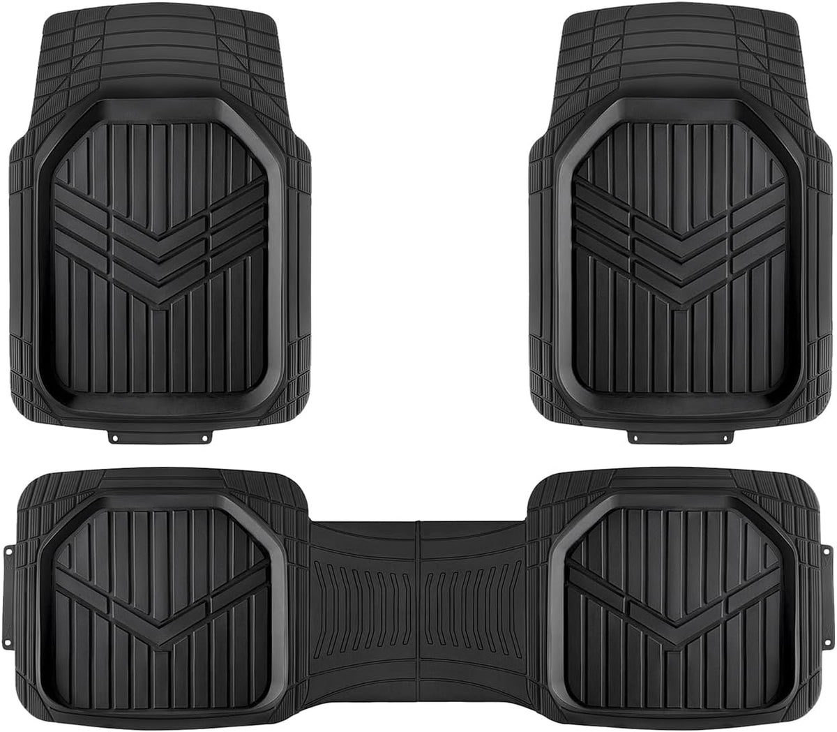 Amazon Basics 4-Piece Heavy Duty Anti-Slip PVC Floor Mats with Cargo Liner, Waterproof Trim To Fit Car Mats, Easy to Clean, Black