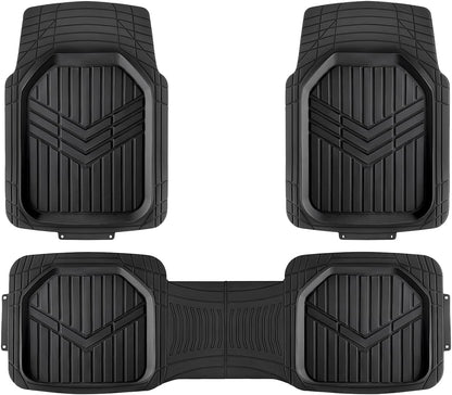 Amazon Basics 4-Piece Heavy Duty Anti-Slip PVC Floor Mats with Cargo Liner, Waterproof Trim To Fit Car Mats, Easy to Clean, Black
