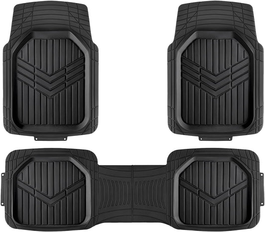 Amazon Basics 4-Piece Heavy Duty Anti-Slip PVC Floor Mats with Cargo Liner, Waterproof Trim To Fit Car Mats, Easy to Clean, Black
