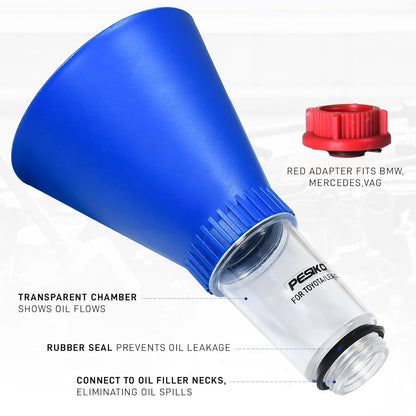 Engine Oil Funnel Spill-Free Hands-Free Compatible with Buick, Cadillac, Chevrolet, and GMC Vehicles for Fast & Easy Oil Change