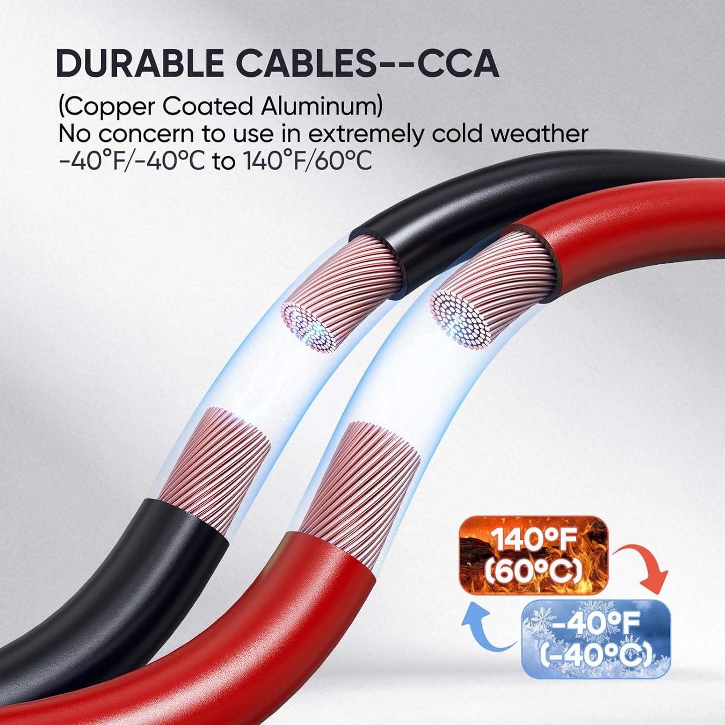 NOONE Jumper Cables for Car Battery, Heavy Duty Automotive Booster Cables for Jump Starting Dead or Weak Batteries (10-Feet)