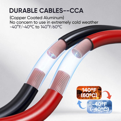 NOONE Jumper Cables for Car Battery, Heavy Duty Automotive Booster Cables for Jump Starting Dead or Weak Batteries (10-Feet)