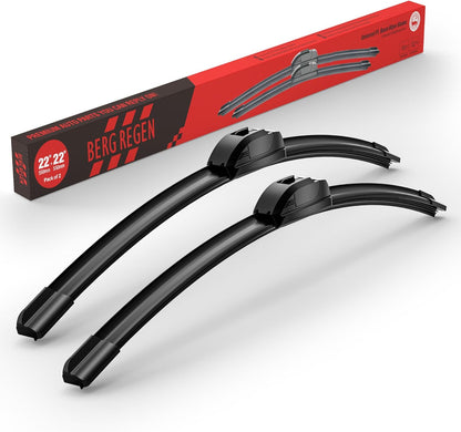 BERG REGEN 22"+19" Windshield Wiper Blades Replacement for Chevy Chevrolet Colorado 2006-2012, Suzuki Forenza 2004-2008, Ford Focus 2000-2011, GMC Canyon 2004-2012 –Genuine OEM Quality (Set of 2)