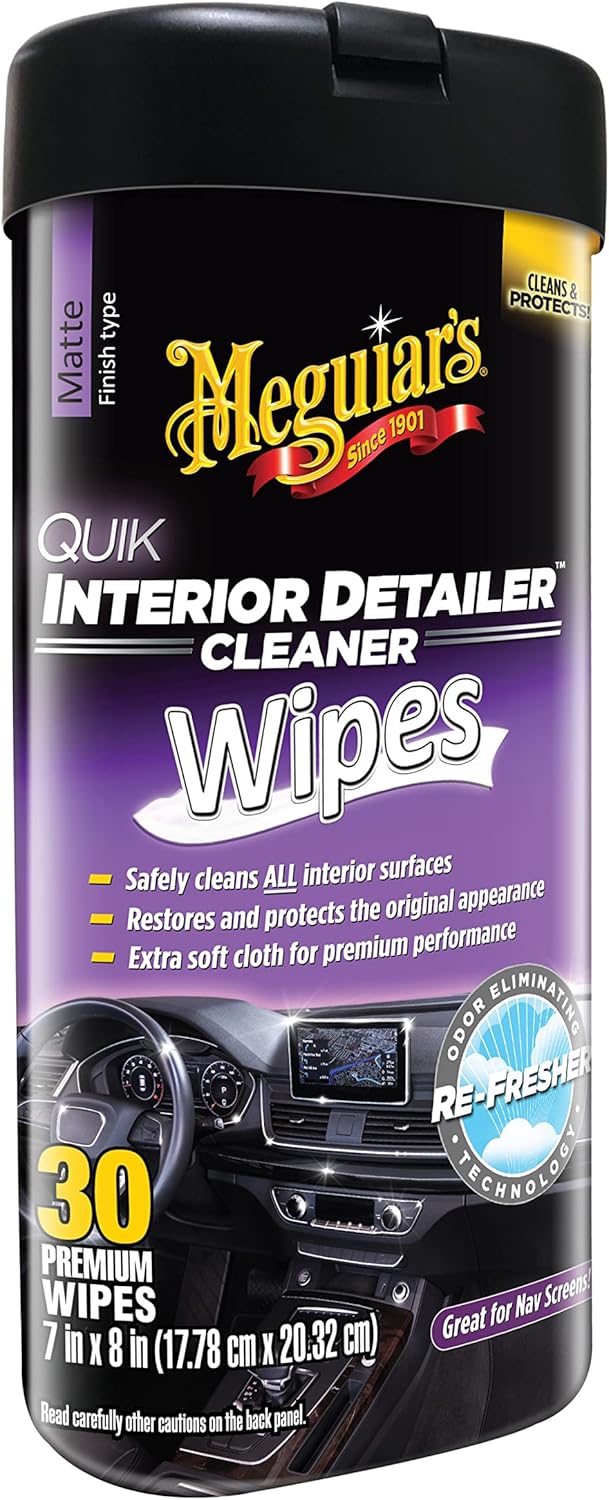 Meguiar's Quik Interior Detailer Wipes - This Non-Greasy Formula Cleans and Protects All Interior Surfaces - All Surface Car Wipes with UV Protection,Car Interior Cleaning, 30 Count