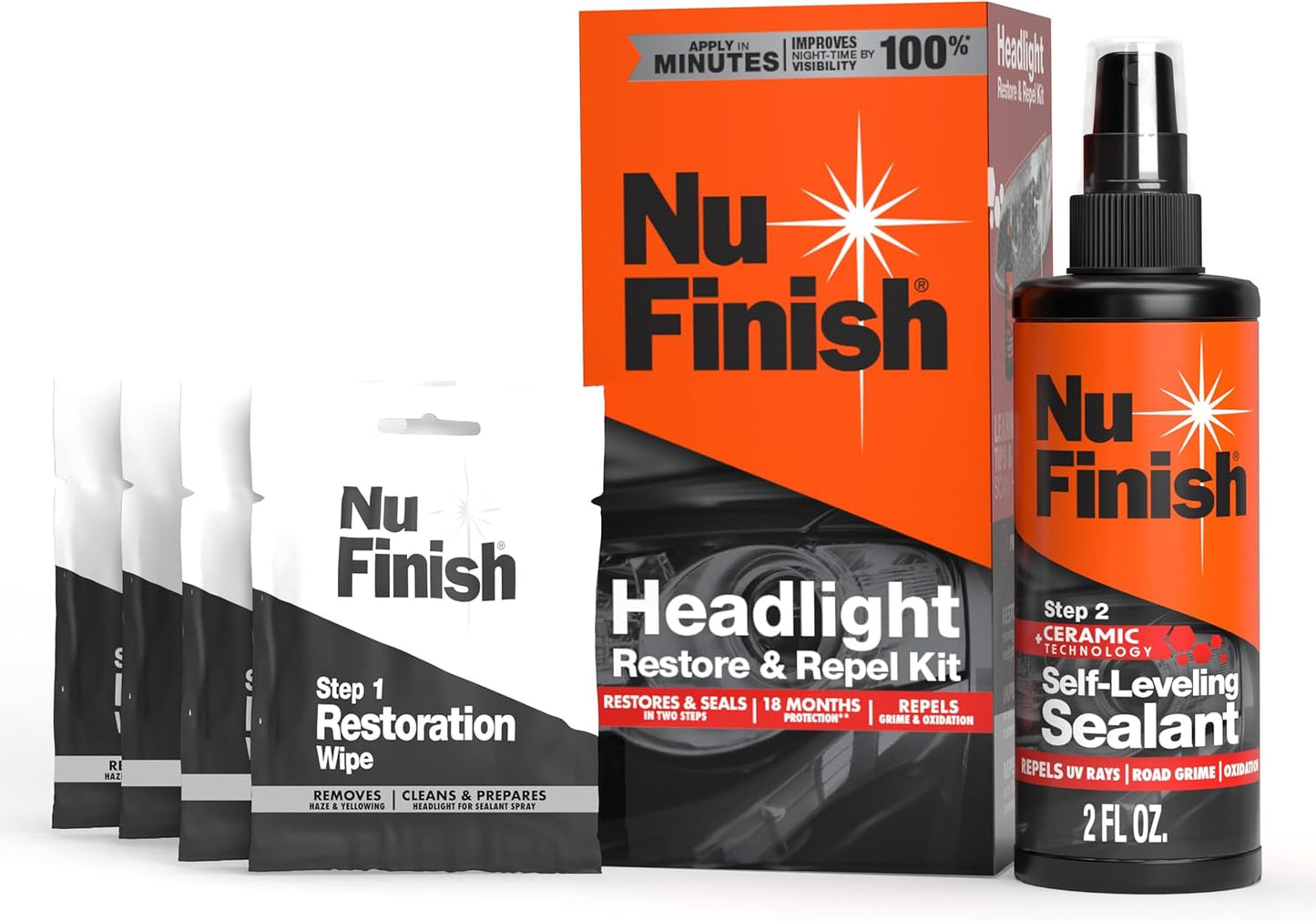 5-in-1 Complete Detailer Spray with Towel by Nu Finish, Preserves and Protects Car Detailing, Includes 1 Microfiber Towel, 22 Oz Spray