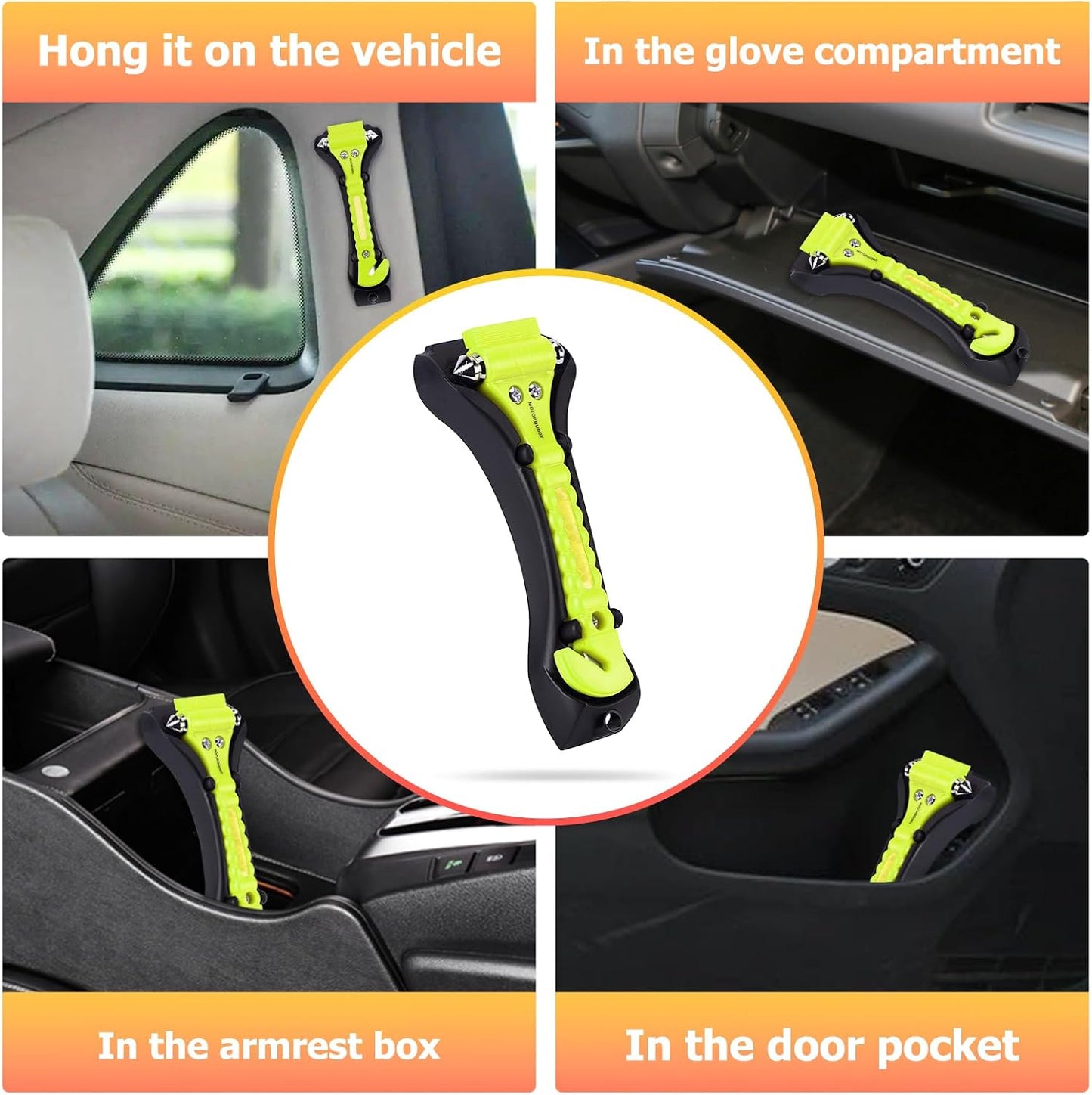 MOTORBUDDY 4-Pack Emergency Escape Hammer Seat Belt Cutter,Auto Car Safety Hammer with Window Glass Breaker，Escape Tool for Car Accidents