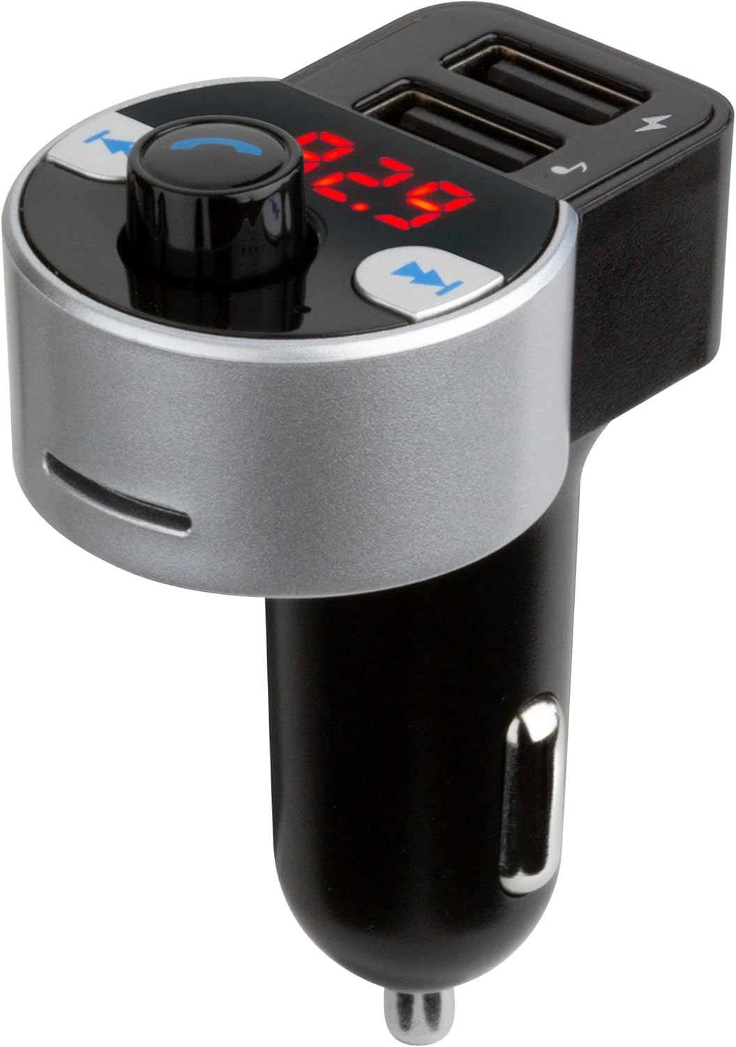 Scosche BTFM8 Bluetooth FM Transmitter Car, Dual 12W USB-C and USB-A Charging Ports, Fast Type-C Car Charger, Wireless Radio Bluetooth Adapter, Hands-Free Car Kit for Calls, Siri and Google Assistant