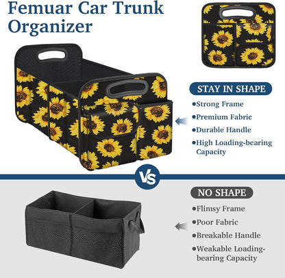Femuar Car Trunk Organizer with Large Capacity Waterproof Car Accessories for Women & Men, Collapsible Trunk Organizer for Suv/Jeep/Sedan,Tools (Black, Standard)