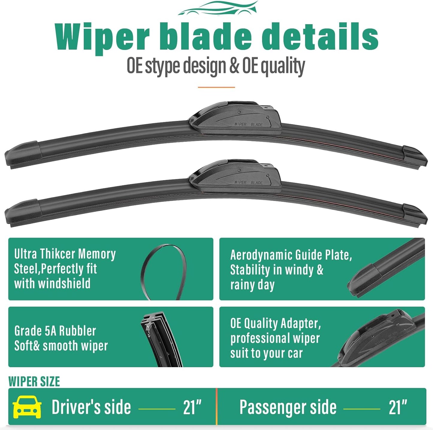 26" 16" 11" Windshield Wiper Blades Replacement for Chevrolet Chevy Trax 2024 2025 2026 Premium All Weather Front Rear Wipers Set - OEM Quality (Pack of 3) - Colors D