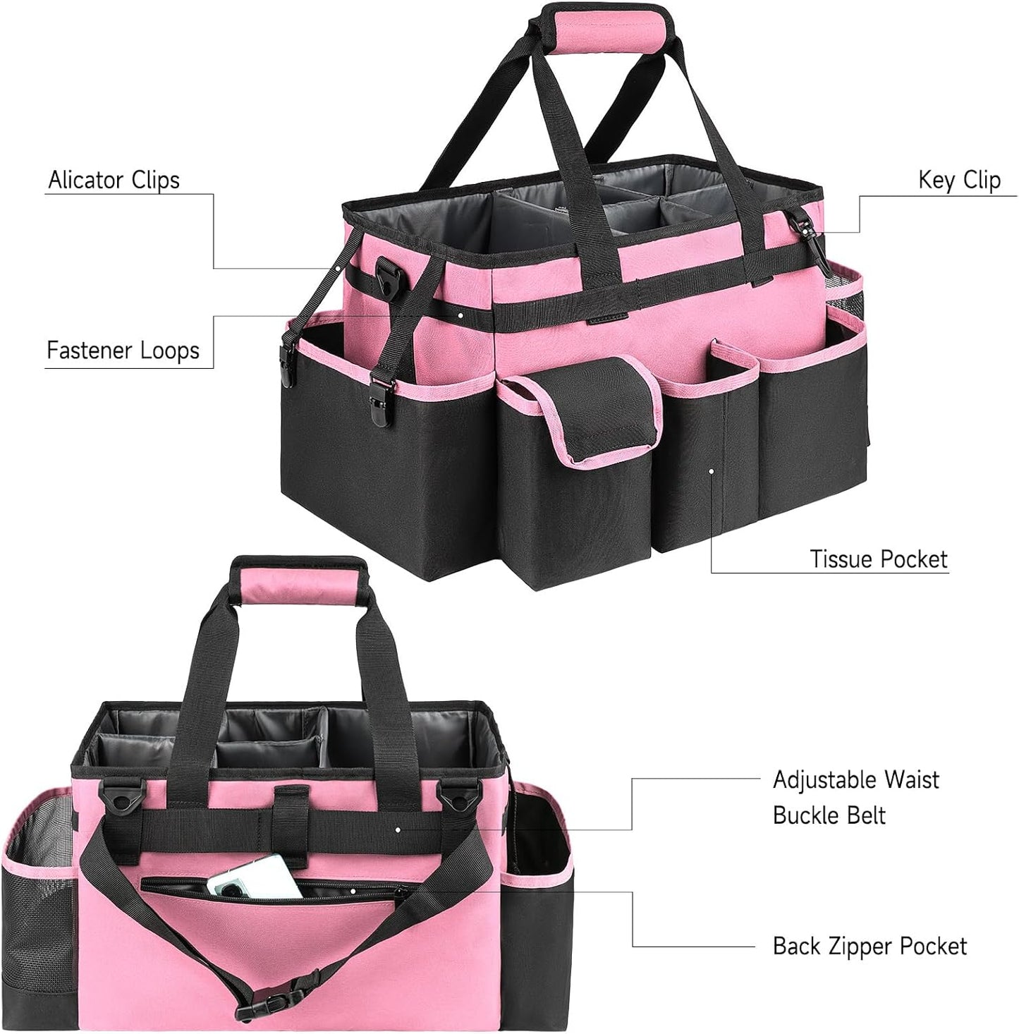 Cleaning Caddy,Cleaning Bag for Housekeepers,Cleaning Supplies Organizer with Handle,Black