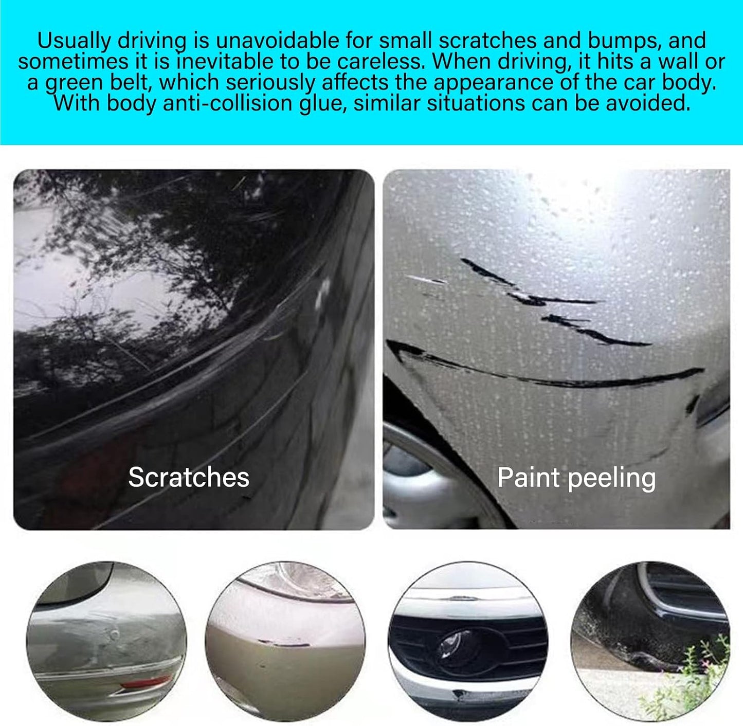 Anti-Collision Patch Car Bumper Guard Strip Anti-Scratch Bumper Protector Trim Universal Rear Bumper Protector Car Door Edge Guards Car Side Door Edge Guards Protector (Black-4Pack)