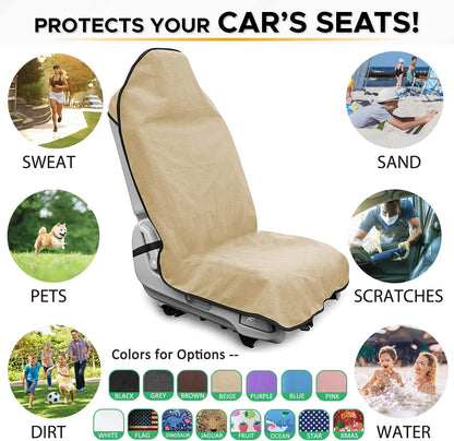 Waterproof Sweating Car Seat Cover for Post Gym Workout, Running, Swimming, Beach and Hiking, Universal Fit Non-Slip Towel Bucket Seat Protector for Cars SUV Trucks, Machine Washable (Grey)