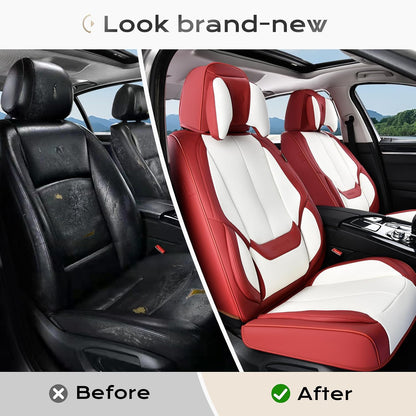 Coverado Seat Covers Full Set, Black Seat Covers for Cars 5 Seats, Car Seat Protector, Waterproof Nappa Leather Car Seat Cushion, Front and Rear Car Seat Cover Fit for Most Sedans SUV Pick-up Truck - Colors B