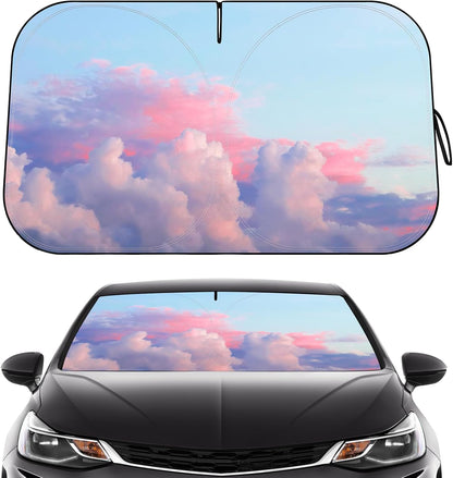 Car Windshield Sun Shade - Reflector Sunshade Offers Ultimate Protection for Car Interior, Cool Reflective Sun Blocker Fits Small Sedans, Mini SUVs