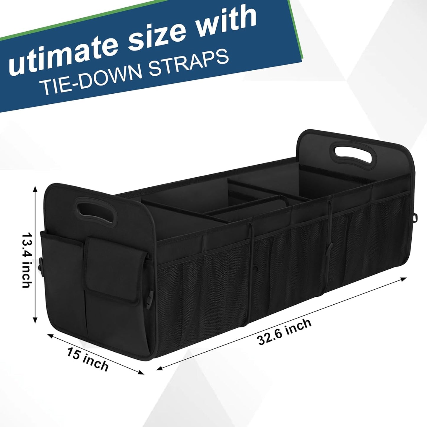 Femuar Car Trunk Organizer with Large Capacity Waterproof Car Accessories for Women & Men, Collapsible Trunk Organizer for Suv/Jeep/Sedan,Tools (Black, Standard)