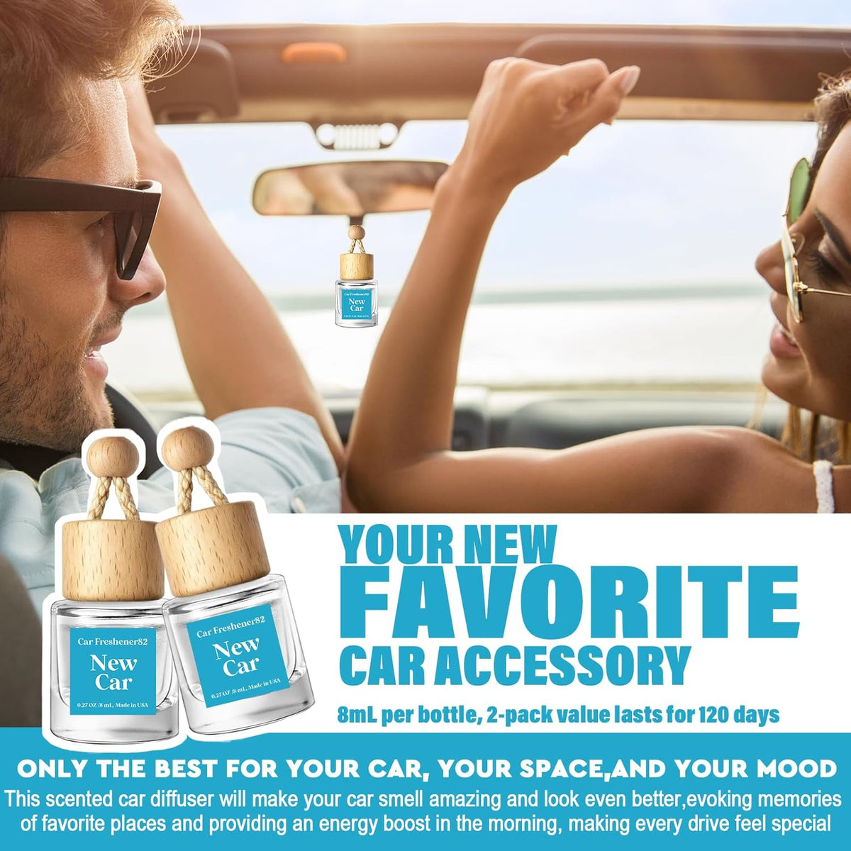HoogaLife Car Air Freshener Diffuser 2 Pack Hanging Air Freshener Diffuser - Vanilla Cream Fragrance Oil Air D iffuser for Car, 45+ days Long Lasting Fragrance Made in USA C ar Air Fresheners (V54)