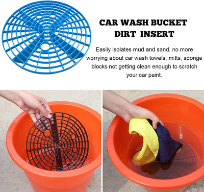 Yourkar Car Wash Bucket Inserts - 2 PCS Plastic Grit Trap for Vehicle Detailing, Auto Dirt Collectors, Fits 12 Inch Diameter Bucket, Universal Car Accessories (Black)